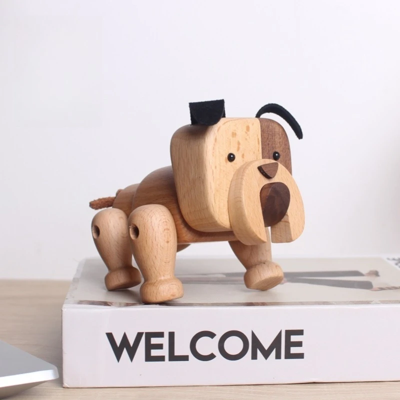 

Wooden Bulldog Ornament Puppy Crafts Nordic Creative Wood Carving Ornament Dog Tabletop Ornament