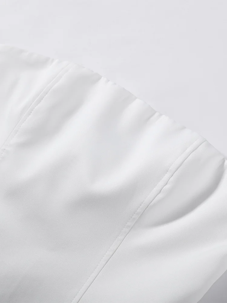 Halbrollkragen-Cape-Tube-Top-Anzüge für Damen, elegantes, kurzärmliges, schulterfreies Oberteil mit Taillenbetonung, schickes Büro-Outfit, Clubwear, Neu – Detail 13