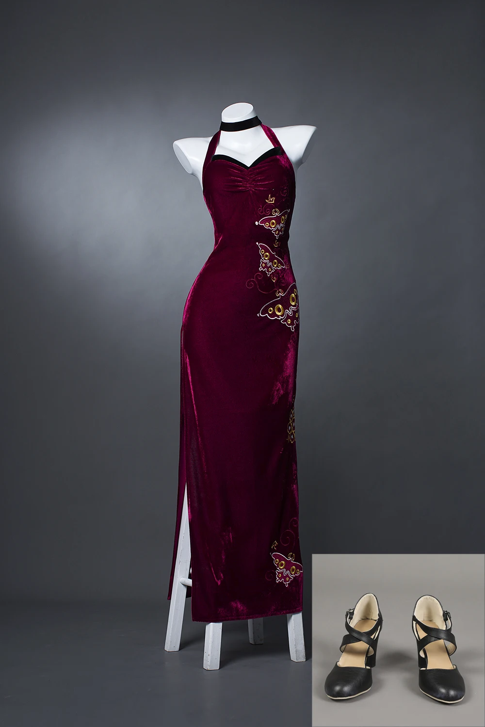 Won Cosplay Kostuum Geborduurde Cheongsam Schoenen Volledige Set Kleding Spel Sexy Rode Jurk Vrouwen Kerst Halloween Party Pak
