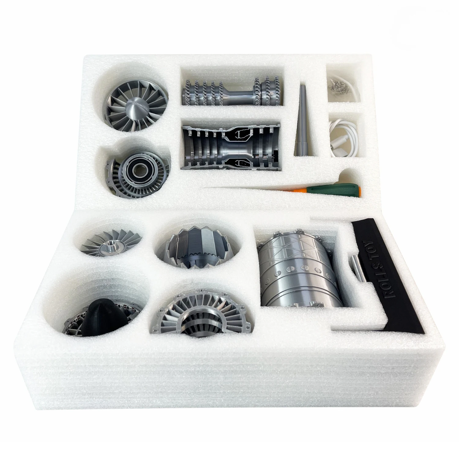 Kit de modelo de motor Micro J35 Fighter Jet, modelo de motor Turbojet impreso en 3D, juguetes, velocidad ajustable USB con luz