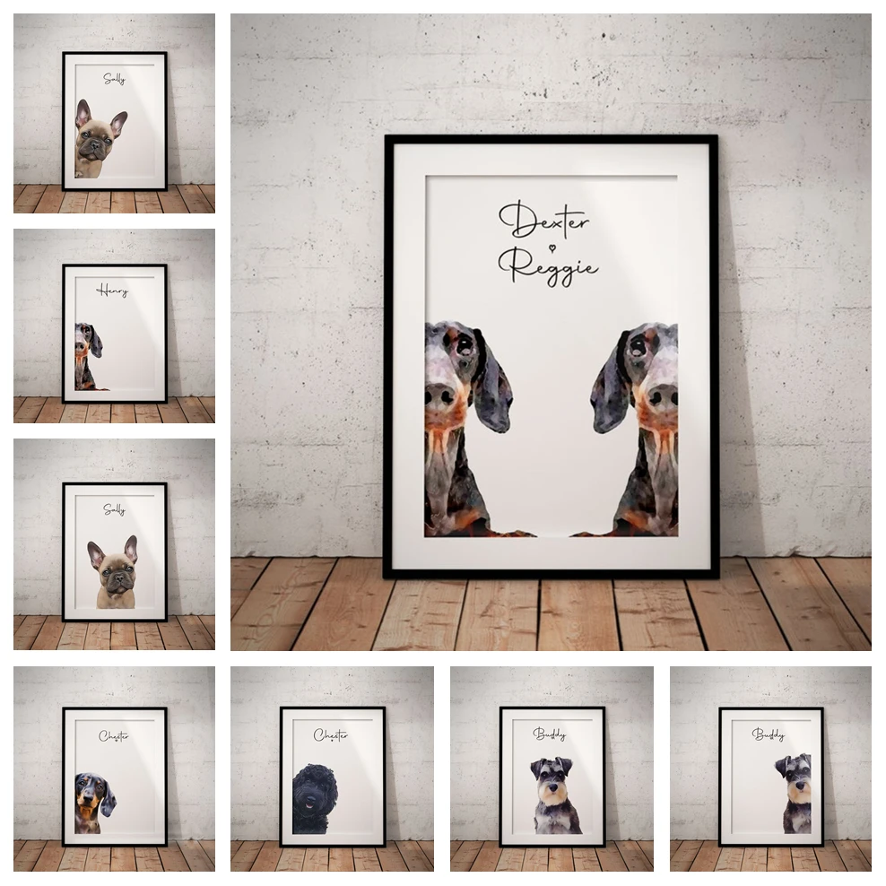 Black Cockapoo Sausage Schnauzer Dog Posters Art Print Home Decor Wall Poster For Living Room Gift Pet Portrait Canvas Painti