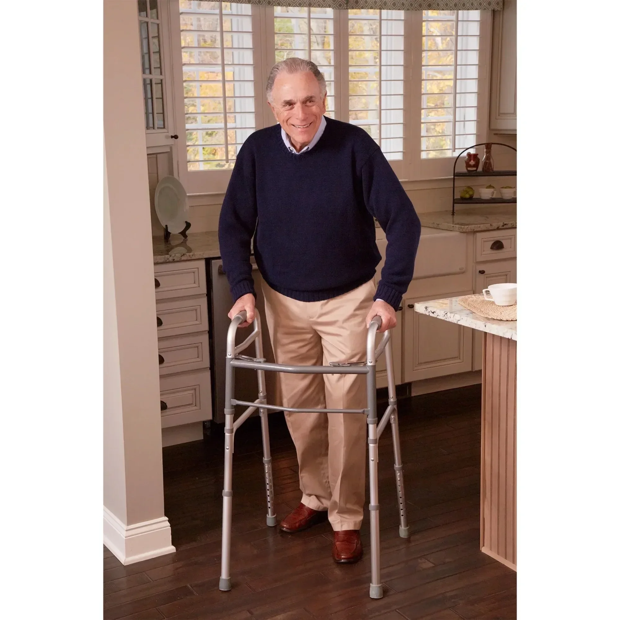 높이 조절 가능한 다리가 있는 성인용 알루미늄 접이식 보행기, 300파운드 무게 용량