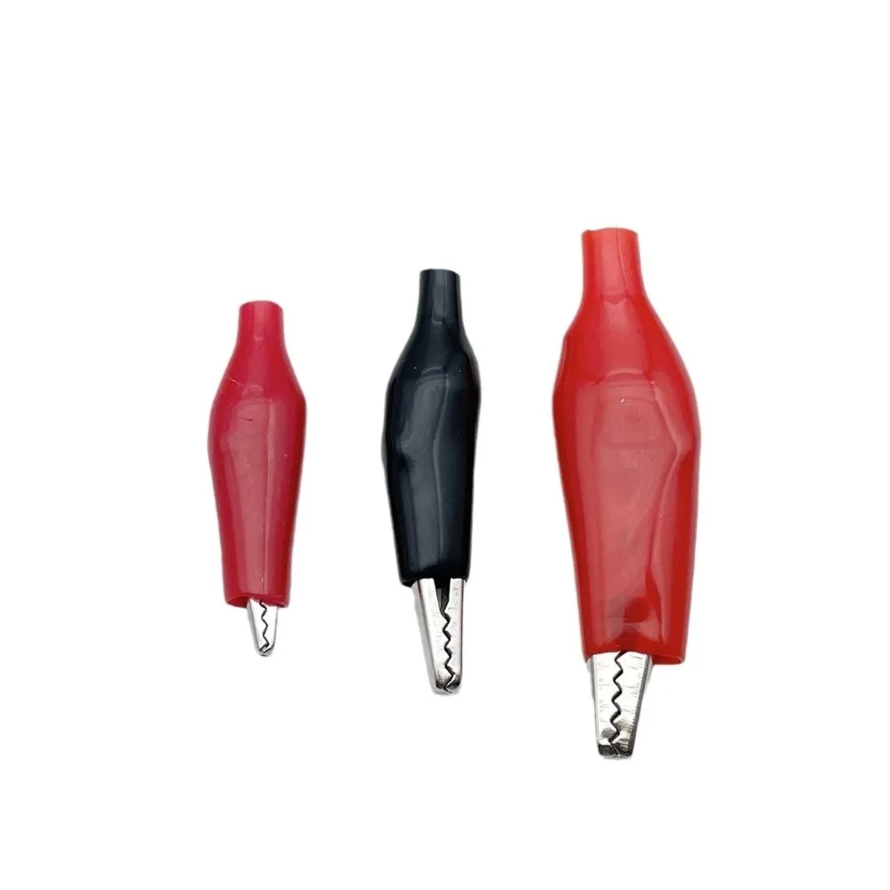 10Pcs Black Red Color Alligator Clip Durable Metal + Plastic Test Probe Clip Soft Plastic Coated 28/35/45mm Size Crocodile Clamp