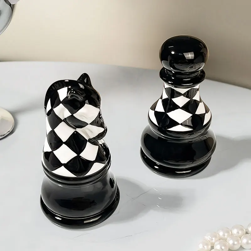 Chess Toothpick Box Home Cotton Floss Storage Jar Creative Toothpick Tube with Cover Living Room Office Decoration Ornaments