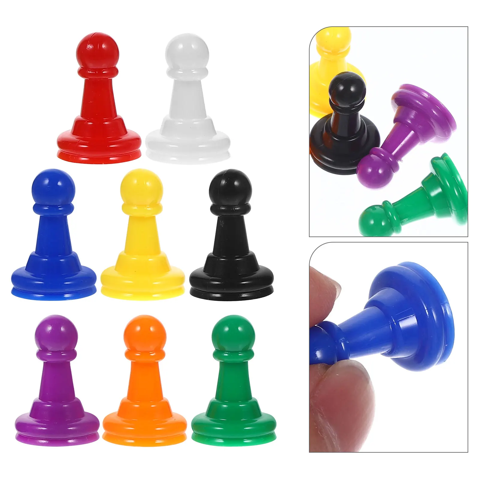 

32 Pcs Chess Pieces Board Game Accessories Red Yellow Blue Green Black White Purple Orange Plastic Pawn Marker Tokens Party DIY