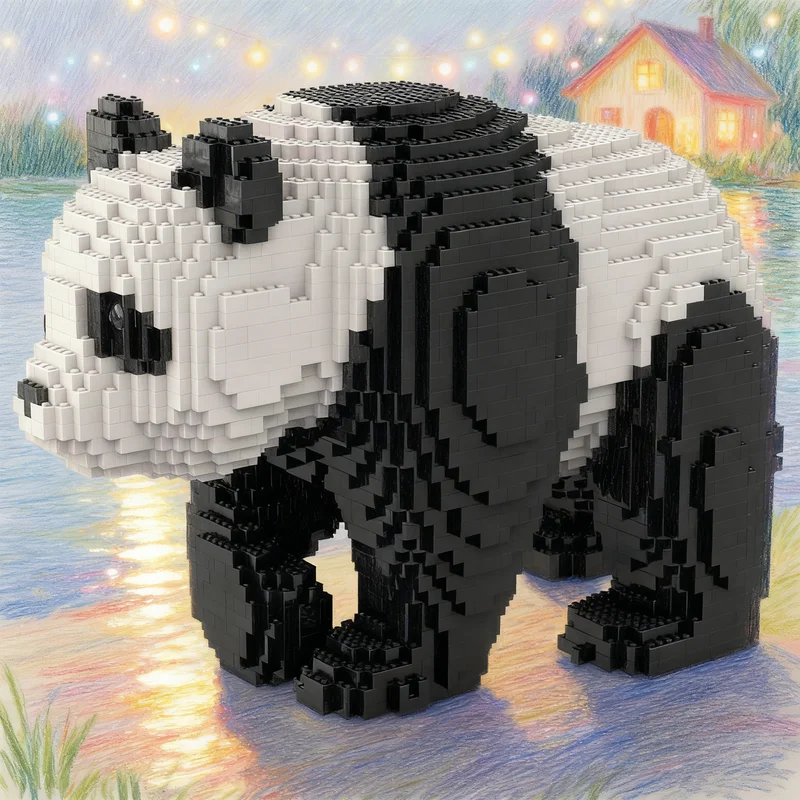 

5106pcs MOC Walking Panda Sculptures Model Building Blocks DIY Gift Creative Collectible Display Decor Premium Adult Kids Desk