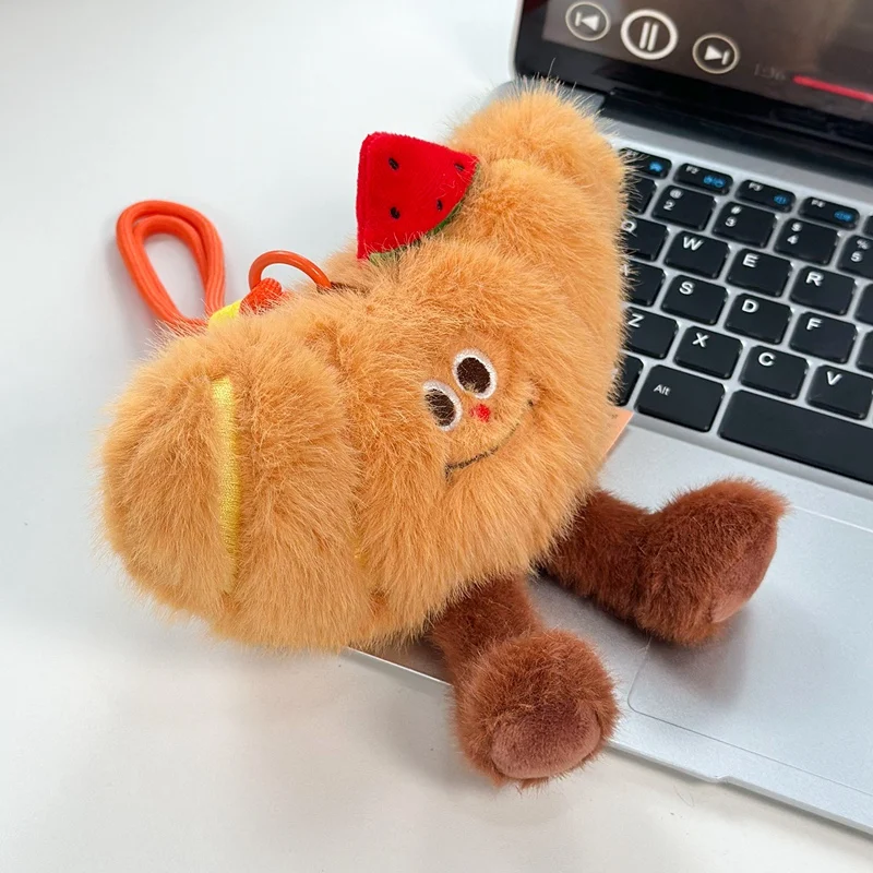 Perfumed Plush Food Doll Pendant Cute Cartoon Pizza Sandwich Doll Keychain Cute Plush Toy Backpack Versatile Pendant Accessories