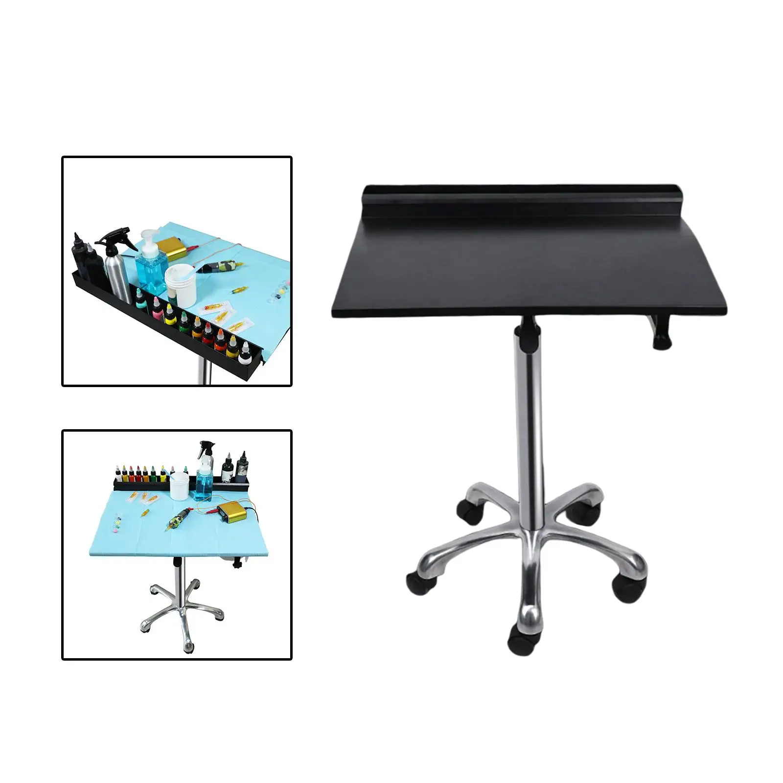 Tattoo Work Station Desktop Supplies Stable with Paint Storage Tray Stainless Steelmetal Multifunctional Moblie Cart Workbench