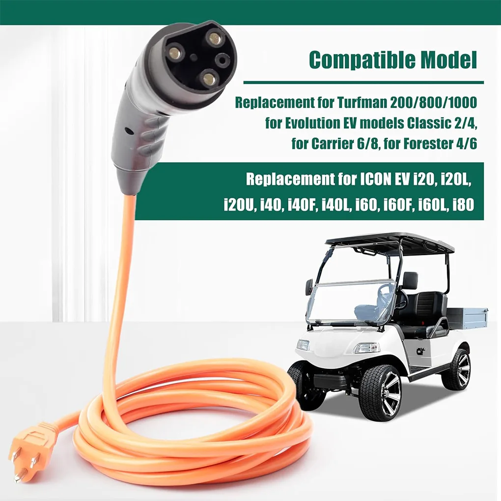 1pcs Golf Cart Charging Power Cord ST-031016-PT For Evolution ICON EV Golf Carts 120V 3 Pin Charge Cable US Plug Golf Cart Parts
