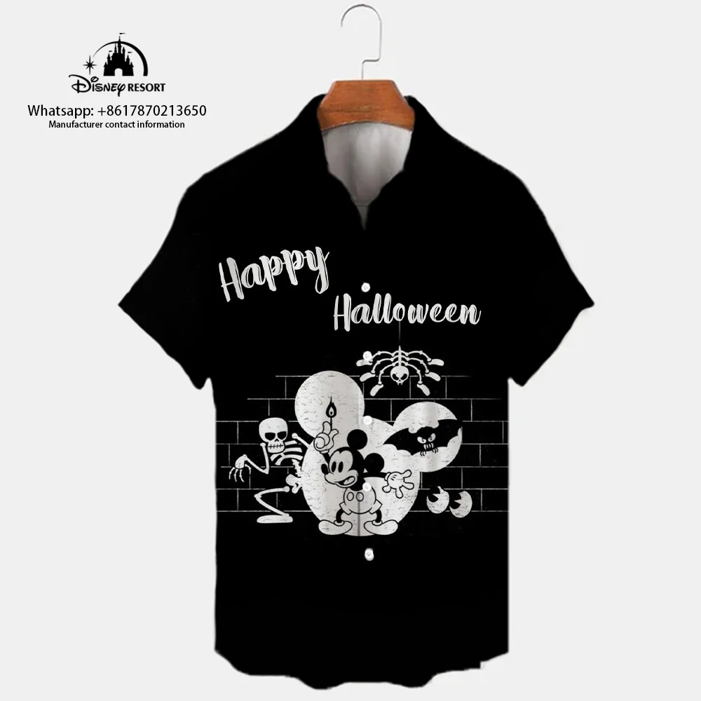 

Mickey 3D cartoon short-sleeved shirt casual men's short-sleeved shirt street fashion comfortable men's shirt 2024 Halloween new