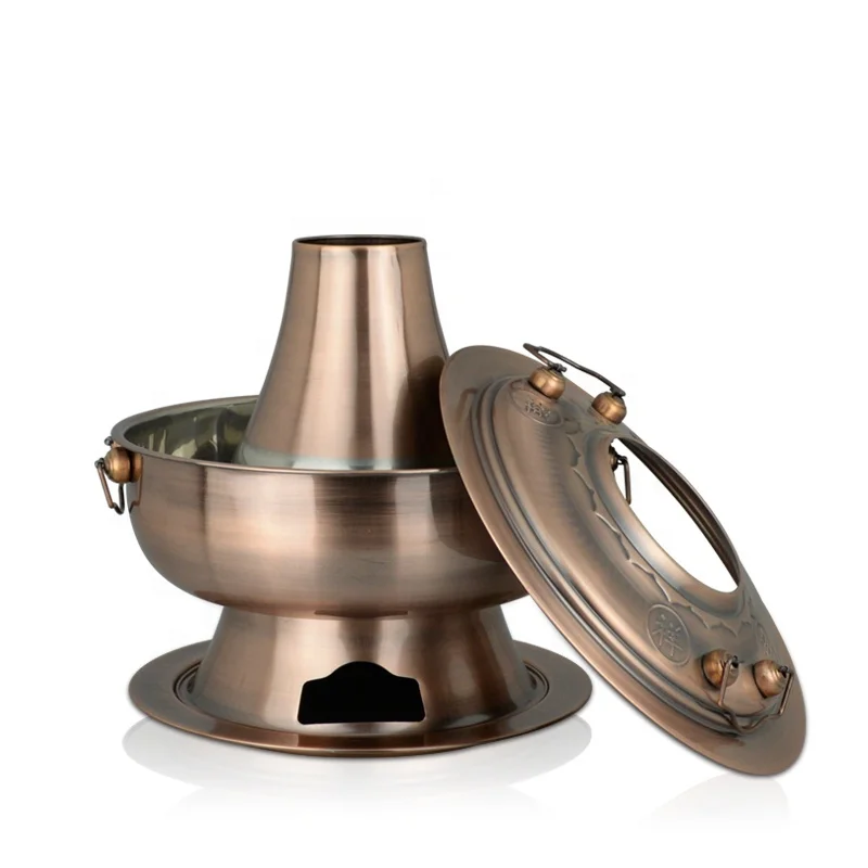 

Chinese Old Beijing Charcoal Classical Hot Pot Pot Stainless Steel Traditional Shabu Shabu Cooking Copper Pot