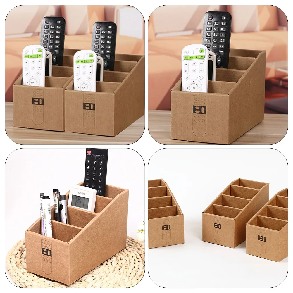 

2Pcs Remote Control Storage Box Creative Paper Multi-Grid Organizer Desktop Office Wardrobe Practical Sundries