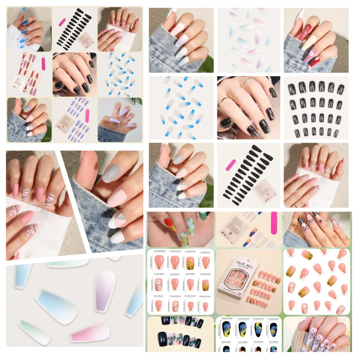 10 Uds. De uñas postizas desmontables cortas Y2k con diamantes de imitación y pegamento para Ballet, puntas de uñas postizas artificiales dulces y frescas para niñas