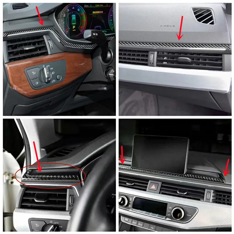 

Carbon Fiber Car Dashboard Center Console Panel Modification Cover Trim Strips Stickers For Audi A4 B9 Interior Accessories