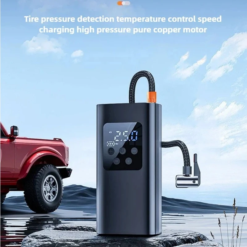 Mini Pompa d'Aria Elettrica Portatile per Auto con Ricarica Wireless