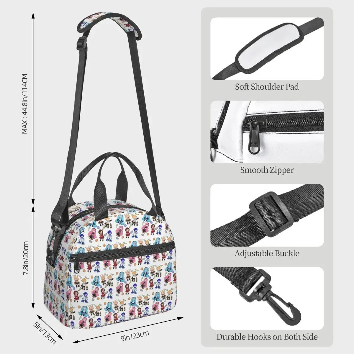Vocaloid Chibi Chaos! Miku Insulated Lunch Bag for Kids School Cooler Thermal Box Tote Leakproof Lunch Boxes