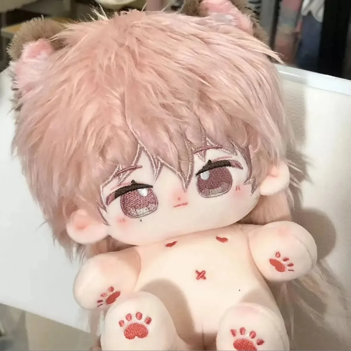 20cm Anime  No Attribute Pink Hair Handsome Cosplay  Plush Doll Cotton Body Dress Up Clothes Outfit Stuffed Toys