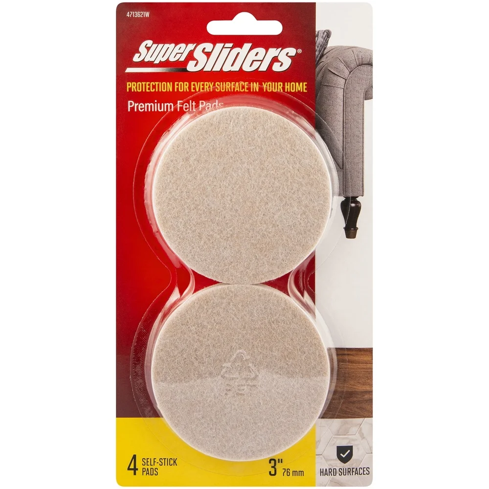 2 แพ็ค 3 นิ้ว Self Stick Felt เฟอร์นิเจอร์แผ่นทนทานพื้นไม้เนื้อแข็งป้องกัน Heavy Duty กาวความต้านทานการขีดข่วน Easy