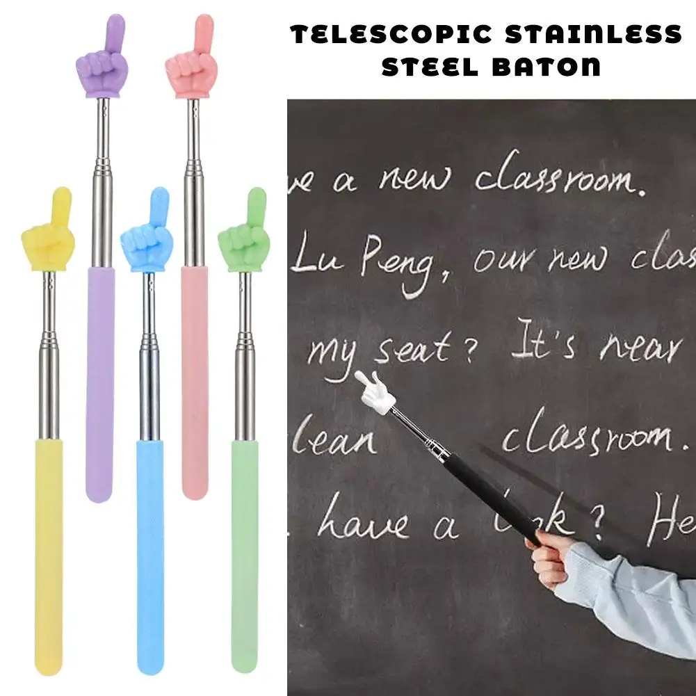 2025 NEW High-end Retractable Teacher Pointer Colored Finger School Non-slip Teaching Handle Steel Pointer Telescopic Y1X2