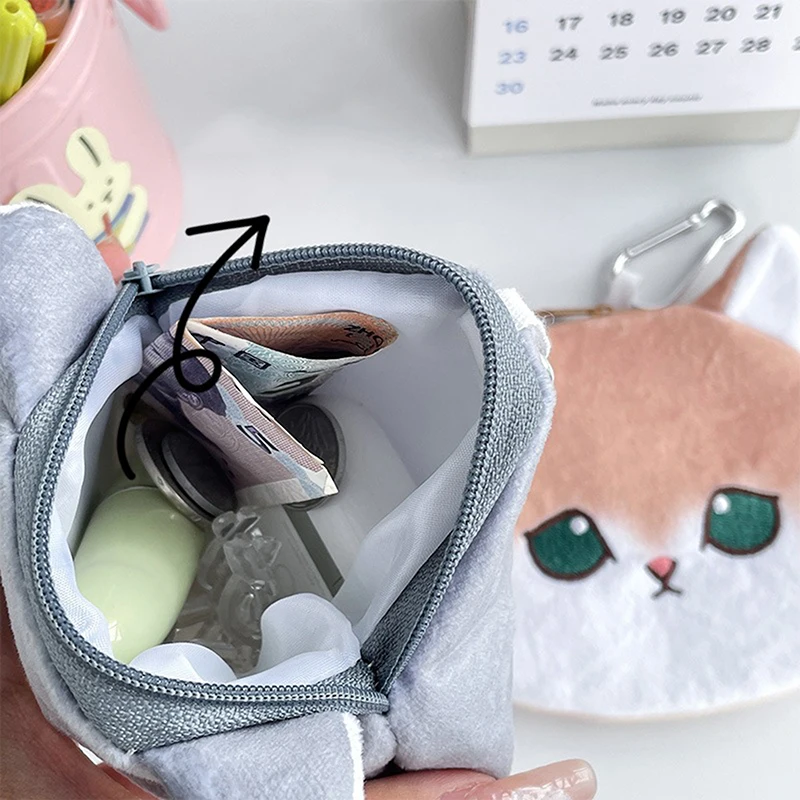 Monedero de felpa con forma de Animal, bolsa de auriculares con cremallera, tarjeta de peluche Kawai, monedero para llaves, regalo