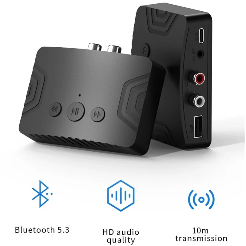 Bluetooth 5,3 аудиоприемник 3,5 мм AUX RCA USB стерео музыка беспроводной адаптер поддержка U-дисков воспроизведение для автомобильного комплекта усилитель динамика