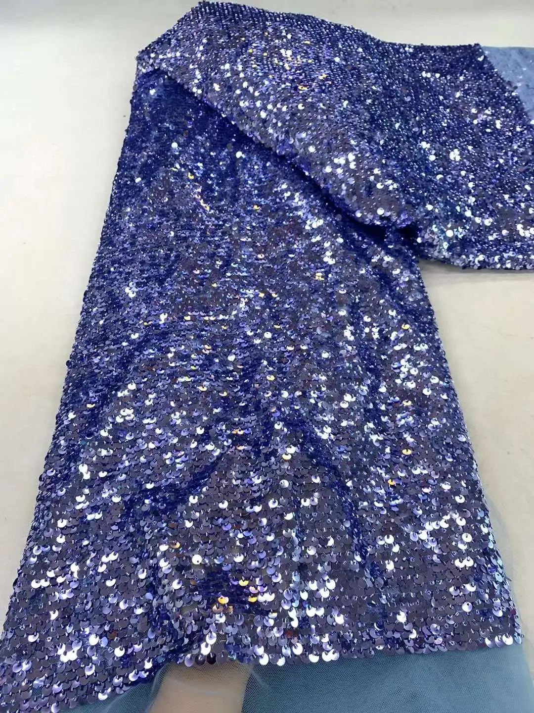 

African Sequins Lace Fabric 2024 High Quality Tulle Lace French Nigerian Groom Beads Lace Fabric For Sewing Wedding Dresses