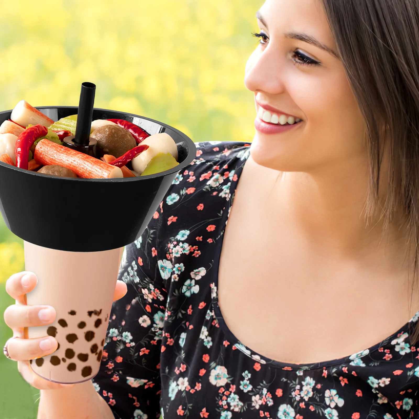 5 Juegos de tazas para aperitivos, tazas combinadas para bebidas, tazón de comida portátil, compacto, PP, grueso, gran capacidad, fácil de limpiar, uso diario para fiestas