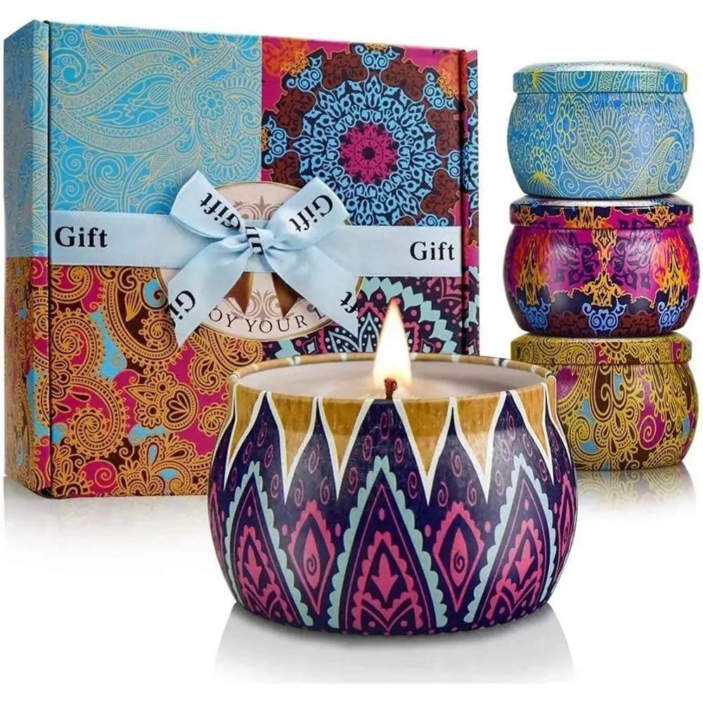 

4-Pack Scented Candles with 8% Essential Oils for Aromatherapy and Home Relaxation, 120H Burn Time