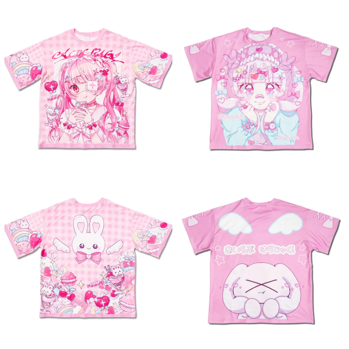 Dopamine Rainbow Gradient Girl Adult and Children T-Shirt Cartoon 3D All-Over Print Harajuku Y2K Short Sleeve