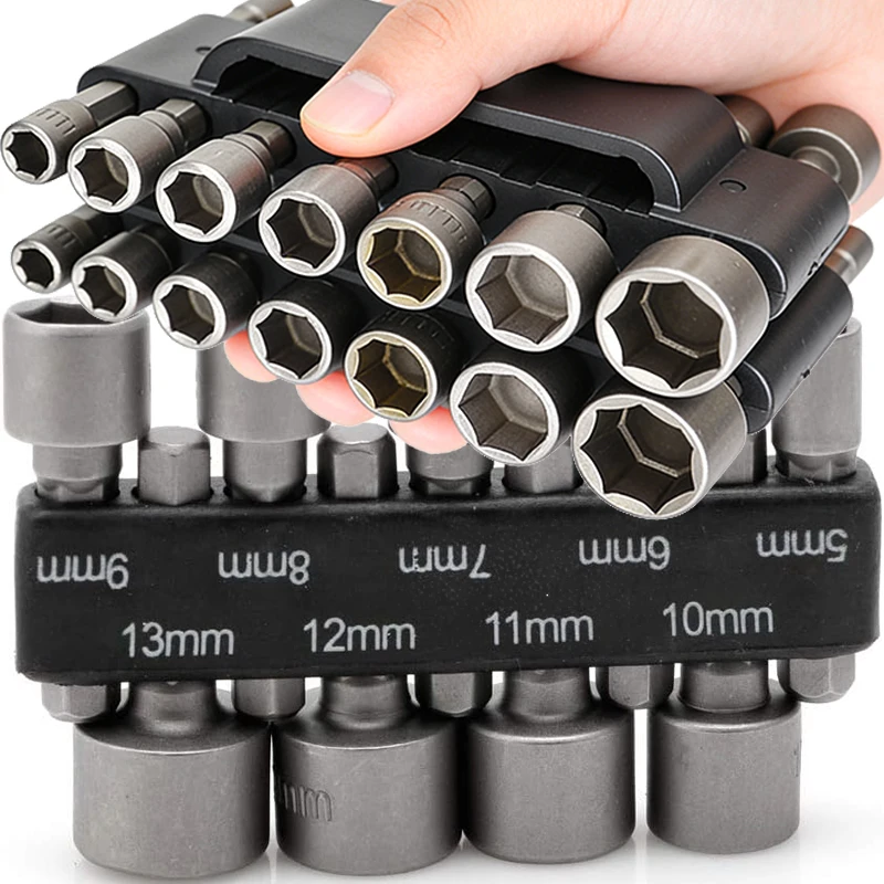 

Набор из 9/14 шестигранных насадок-головок для дрели, мощный ударный гайковерт, адаптер для электрического шуруповерта, ручной инструмент