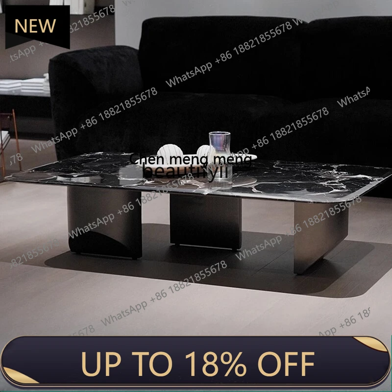 

P178 Natural marble coffee table modern minimalist round light luxury suspended rock slab rectangular coffee table