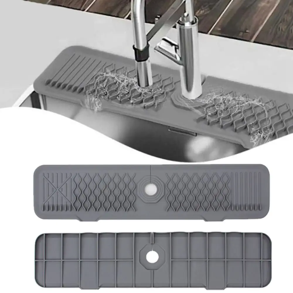 Silicone Faucet Splash Guard Extended Slope Design Kitchen Sink Splash Pad Foldable Soft Sink Protectors Mat Hotel