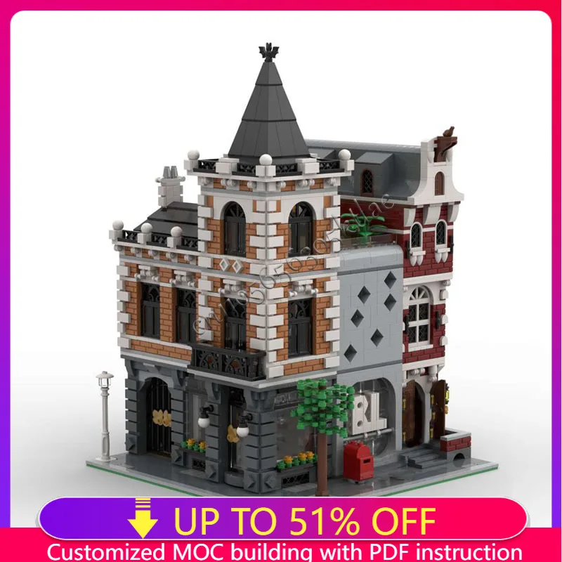 2225 Parts Apricot Colored High Rise Building Blocks Model Children Puzzle Educational Assembly Popular Birthday Surprise Gifts