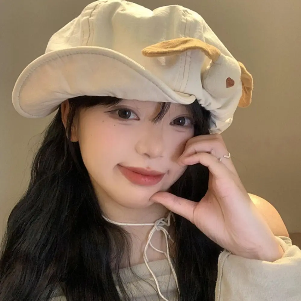 Fashion Painter Hat Cute Puppy Beret Y2K Newsboy Cap Cloud Newsboy Hats Cotton Artist Hat Octagonal Cap Travel