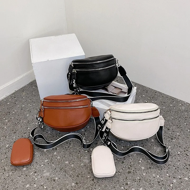 

Multi-pocket Chest Bag Fashion PU Leather Funny Pack Bum Bags Casual with Mini Purse Soft Portable Adjustable for Girls Shopping