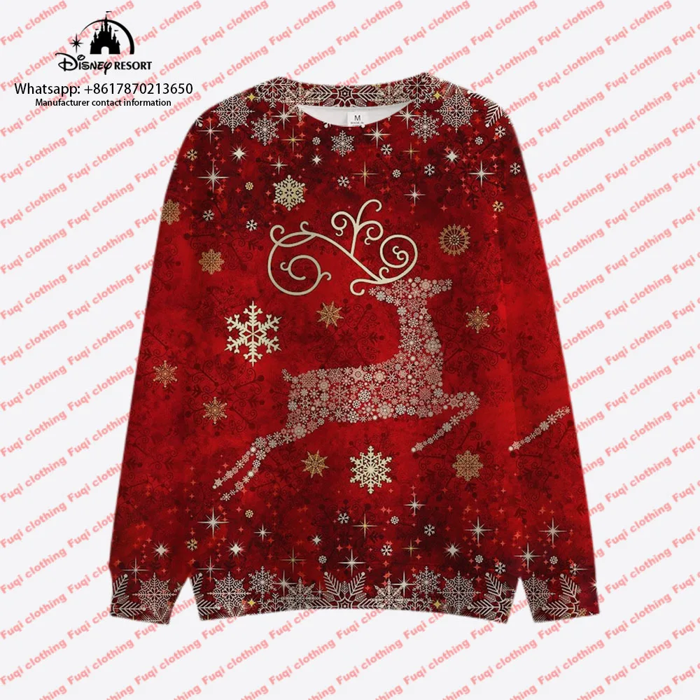 2024 New Merry Christmas Stitch and Mickey Minnie Autumn Harajuku Crew Neck Casual Women Long Sleeve Sweatshirts Women Tops