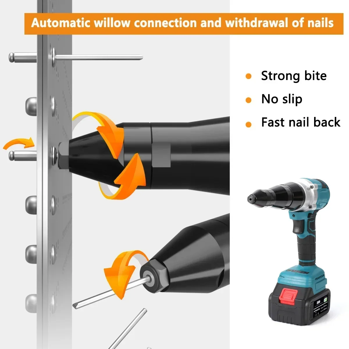 WOYOFADA 10000N Brushless Electric Rivet Gun 2.4~4.8mm Cordless Rivet Nut Gun Drill Insert Power Tools For Makita 18V Battery