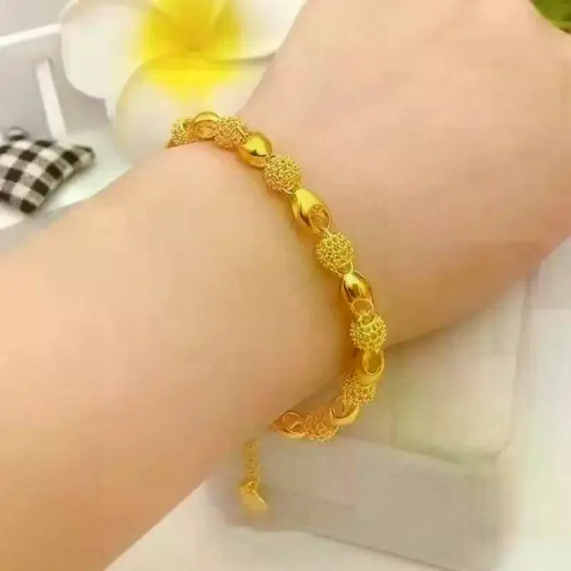 Gold Plated Bracelet Hollow Bead Design Adjustable Chain Boho Style Jewelry for Beach Vacation Leisure Daily Wear