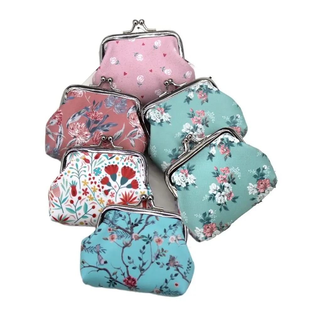 Fashion Flower Printing Coin Purses Girl Hasp Wallet Ladies Small Item Bag PU Leather Key Card Holder Wallet