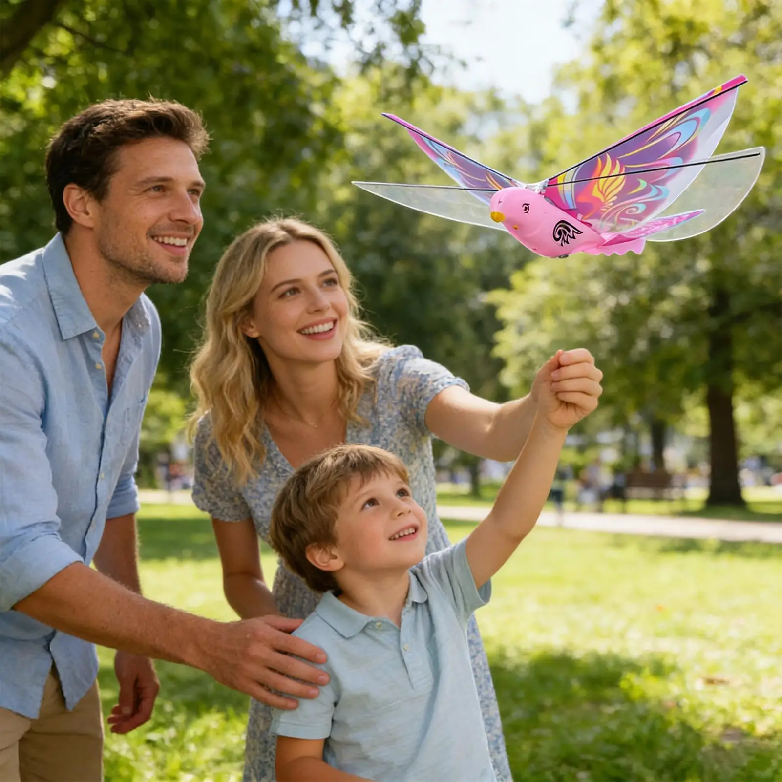 Juguete de pájaro volador, juego de estatuilla de Animal realista con alas aleteadas, juguete de pájaro eléctrico volador para niños y adolescentes, reunión familiar
