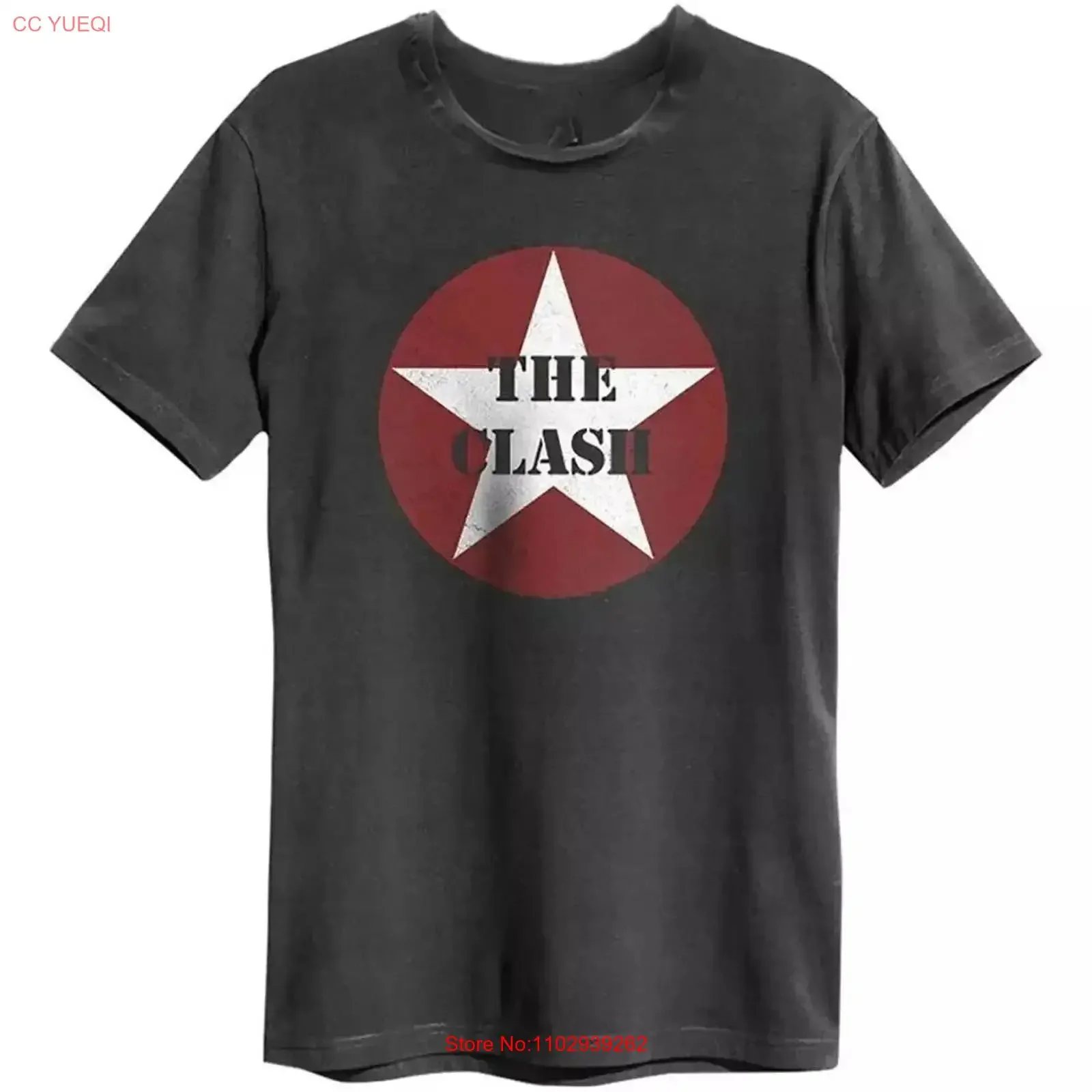 The Clash Star T-Shirt aus Baumwolle, Größe S bis 5XL, BTN106, Vintage-Stil, gewaschen, Herrenmode, bequeme Unisex-Designerkleidung, leicht gewellt