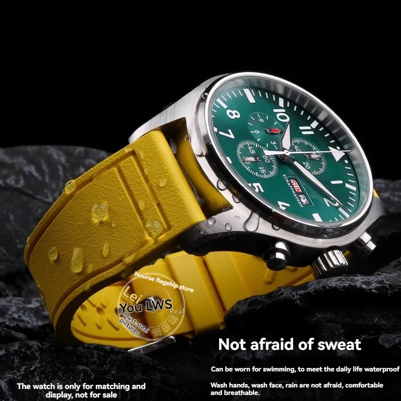 20mm 21mm 22mm cinturino in caucciù fluoro per IWC Big Pilot Mark 18 Portugieser cinturino sportivo da uomo impermeabile a sgancio rapido