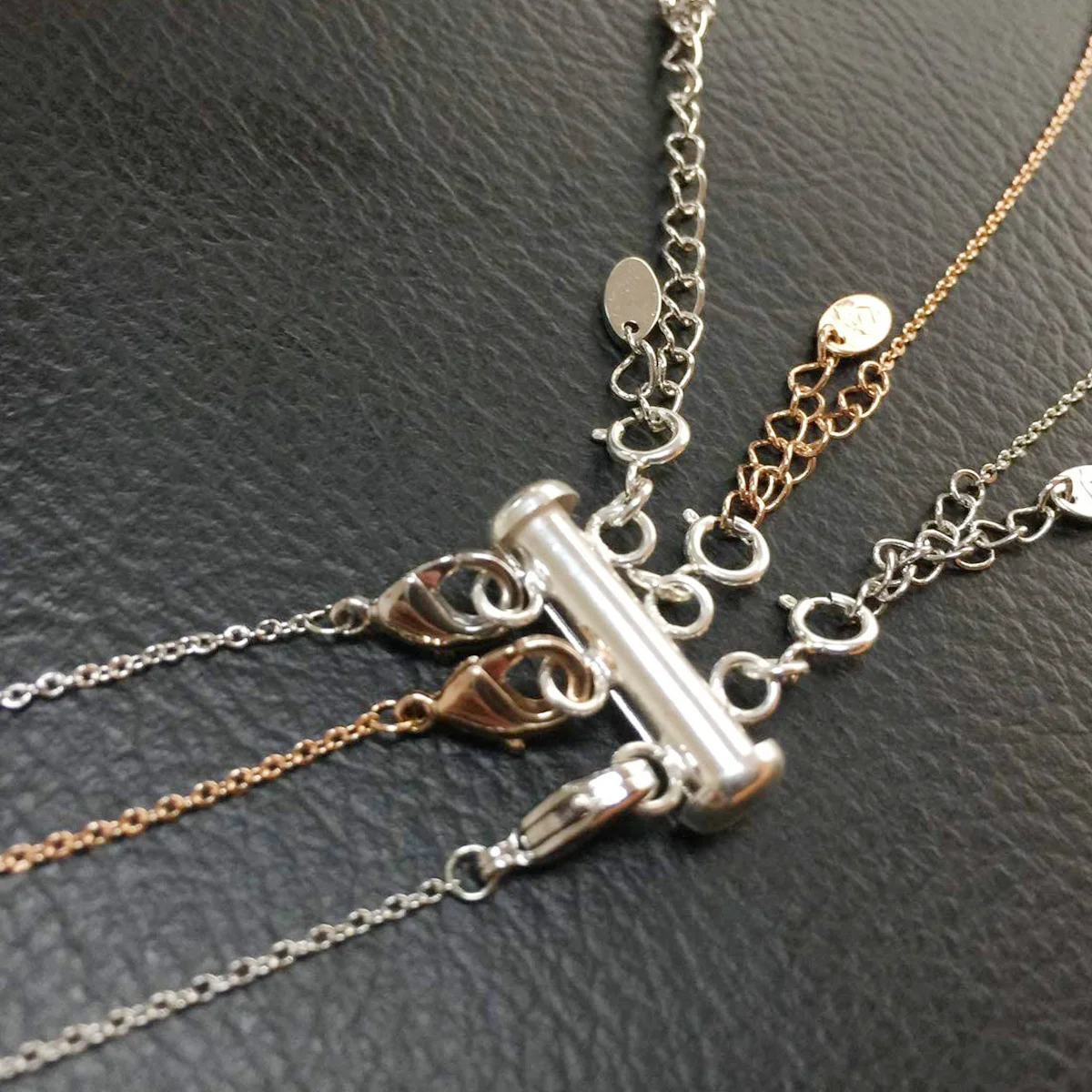 

8Pcs Pearl Buckle Multi Strands Slide Tube Clasp Necklace Connector Jewelry Layered DIY Accessories Silver Slide Lock Clasp