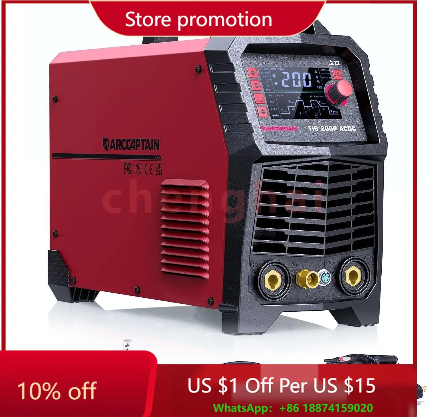 

7IN1 TIG 200A Welder 200Amp TIG200P AC/DC MultiProcess DASH-ARC Welding Machine
