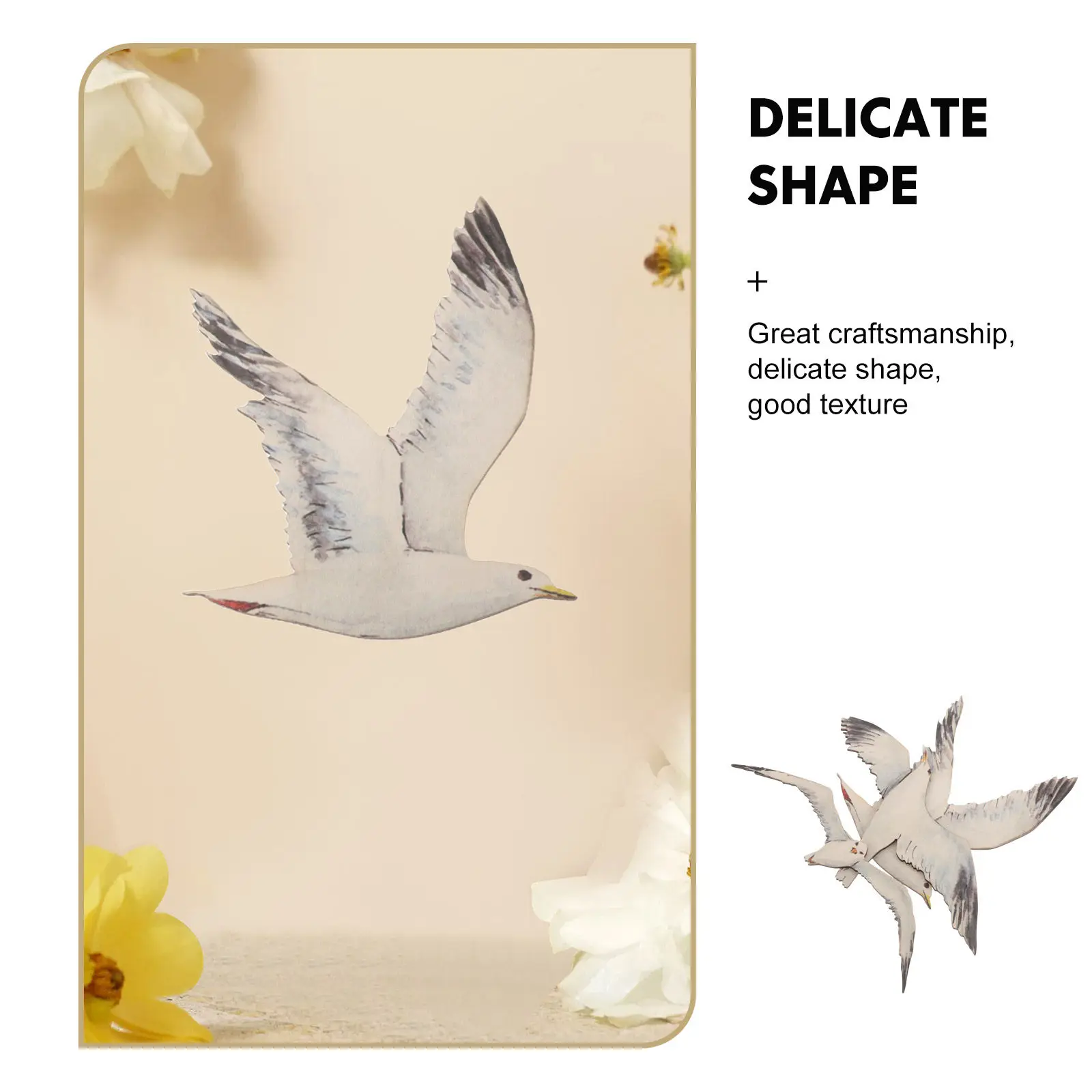 3Pcs Coastal Seagull Wall Hanging Wood Decor Nautical Ocean Theme Rustic Mediterranean Style Beach Room Bathroom Wall Decoration