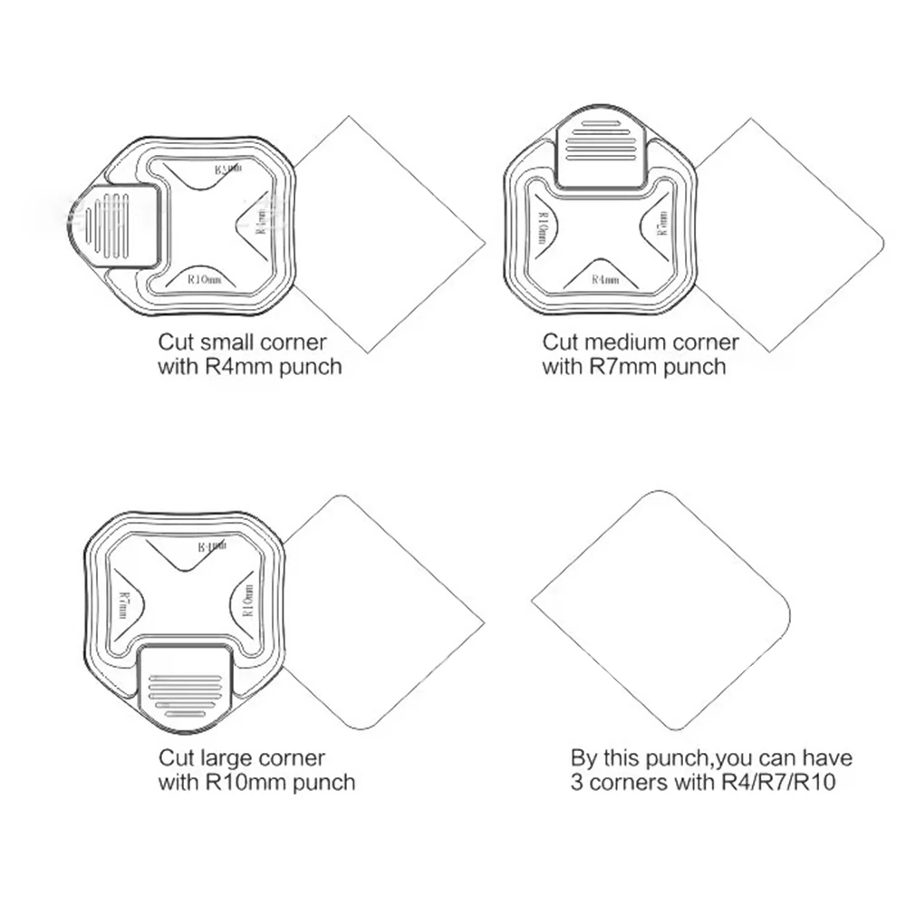 3 in 1 Corner Rounder Punch, 4mm 7mm 10mm ,3 Way Punch Board Photo Cutter, Card Making and Scrapbooking for DIY handmade crafts