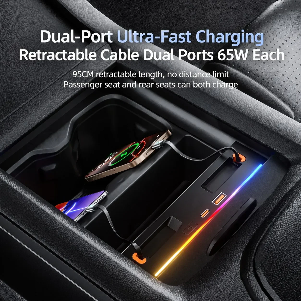 For Geely Galaxy L7 2023-2026 Car Charger Docking Station Center Console Super Fast Charging Adapter Extension Upgrade Accessory