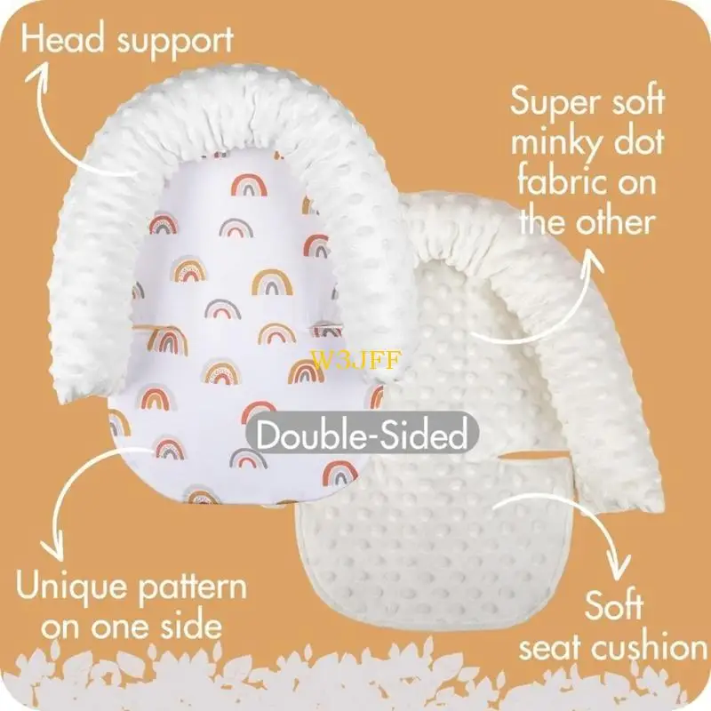 

W3JF Upgrades Baby Head Support Cushions Infant Head Support with Straps Covers for Newborns Suitable for Travel & Travel Use