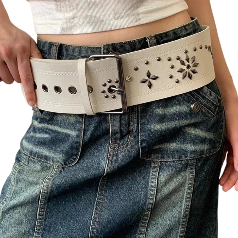 Cintura design a rivestimento con fibbia con fibbia con fibbia in cintura a fibbia larga per donne adolescenti 6xda