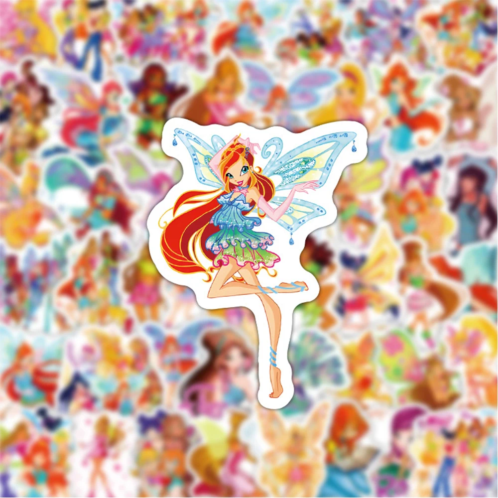 10/30/60pcs Disney Winx Club Cartoon Stickers Cute Anime Magic Girl Sticker telefono bottiglia d'acqua bagagli Graffiti decalcomanie giocattolo per bambini